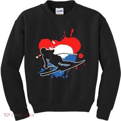 Netherlands Flag Skier Dutch Alpine Skiing Kids Sweatshirt