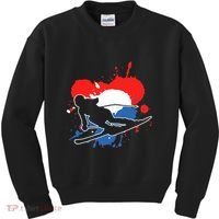 Netherlands Flag Skier Dutch Alpine Skiing Kids Sweatshirt thumb 0