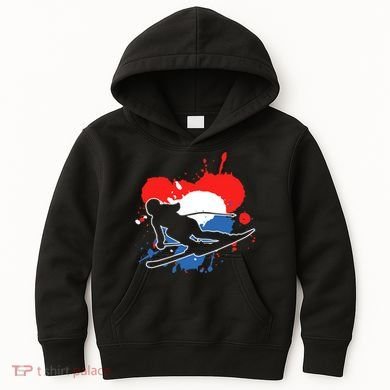 Netherlands Flag Skier Dutch Alpine Skiing Kids Hoodie