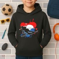 Netherlands Flag Skier Dutch Alpine Skiing Kids Hoodie thumb 2