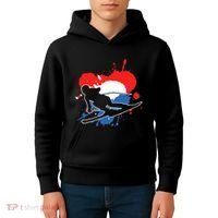 Netherlands Flag Skier Dutch Alpine Skiing Kids Hoodie thumb 4