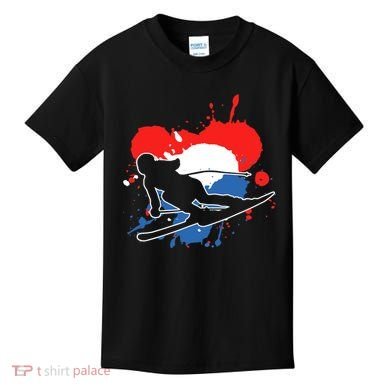 Netherlands Flag Skier Dutch Alpine Skiing Kids T-Shirt