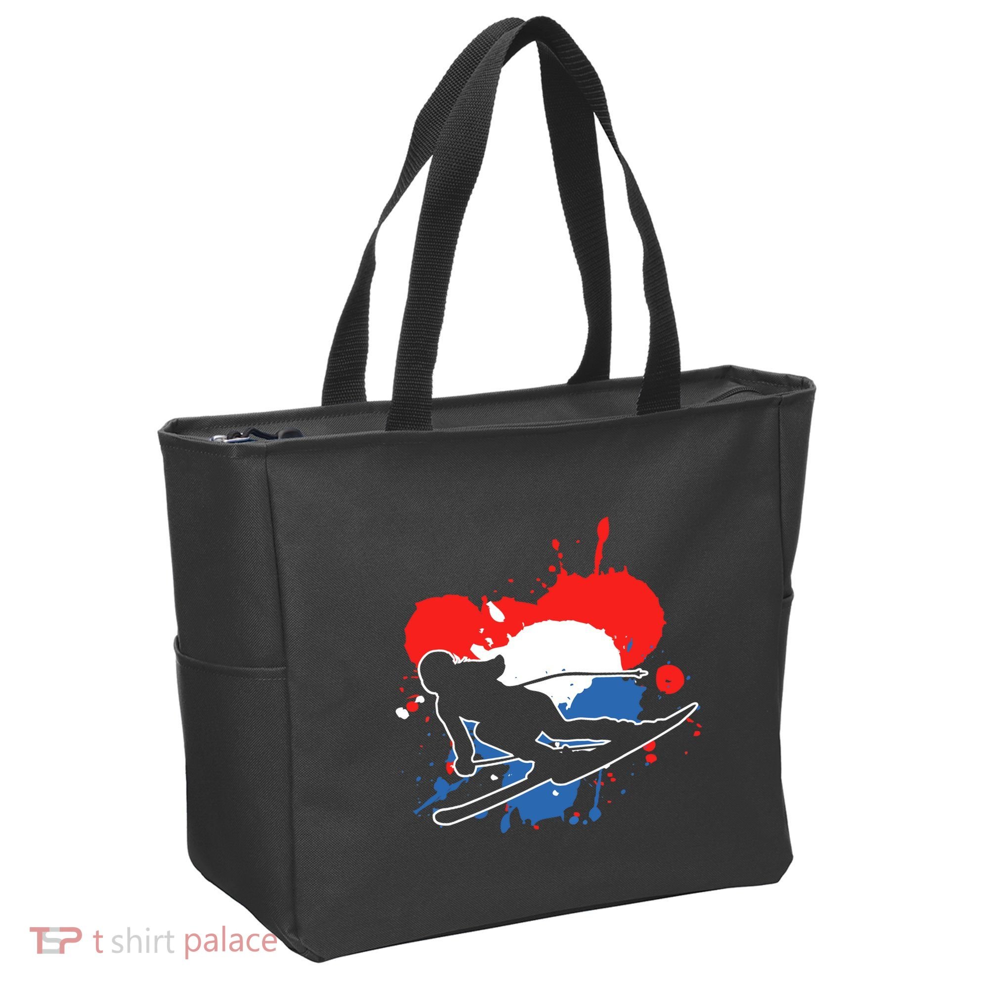 Netherlands Flag Skier Dutch Alpine Skiing Tote Bag