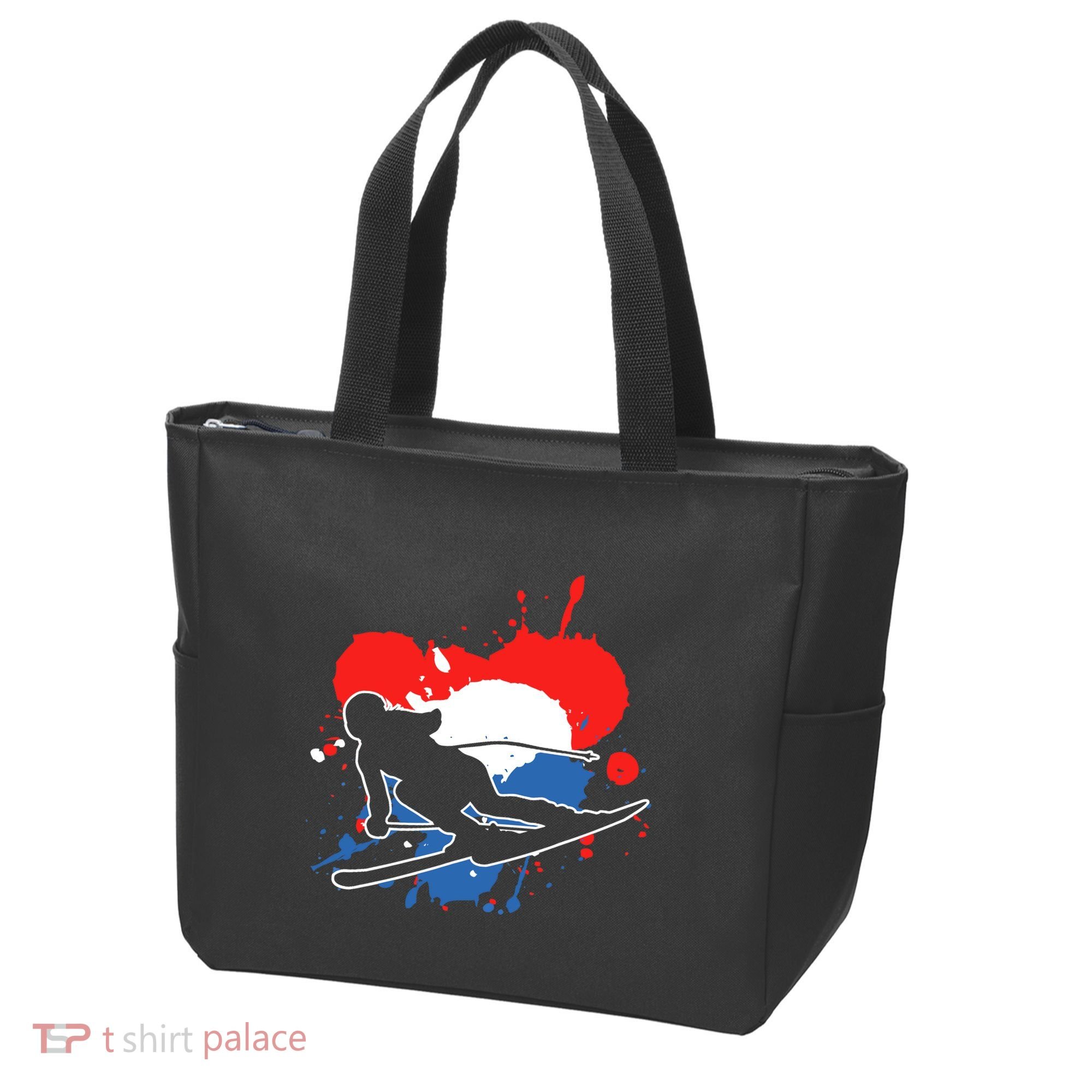 Netherlands Flag Skier Dutch Alpine Skiing Tote Bag