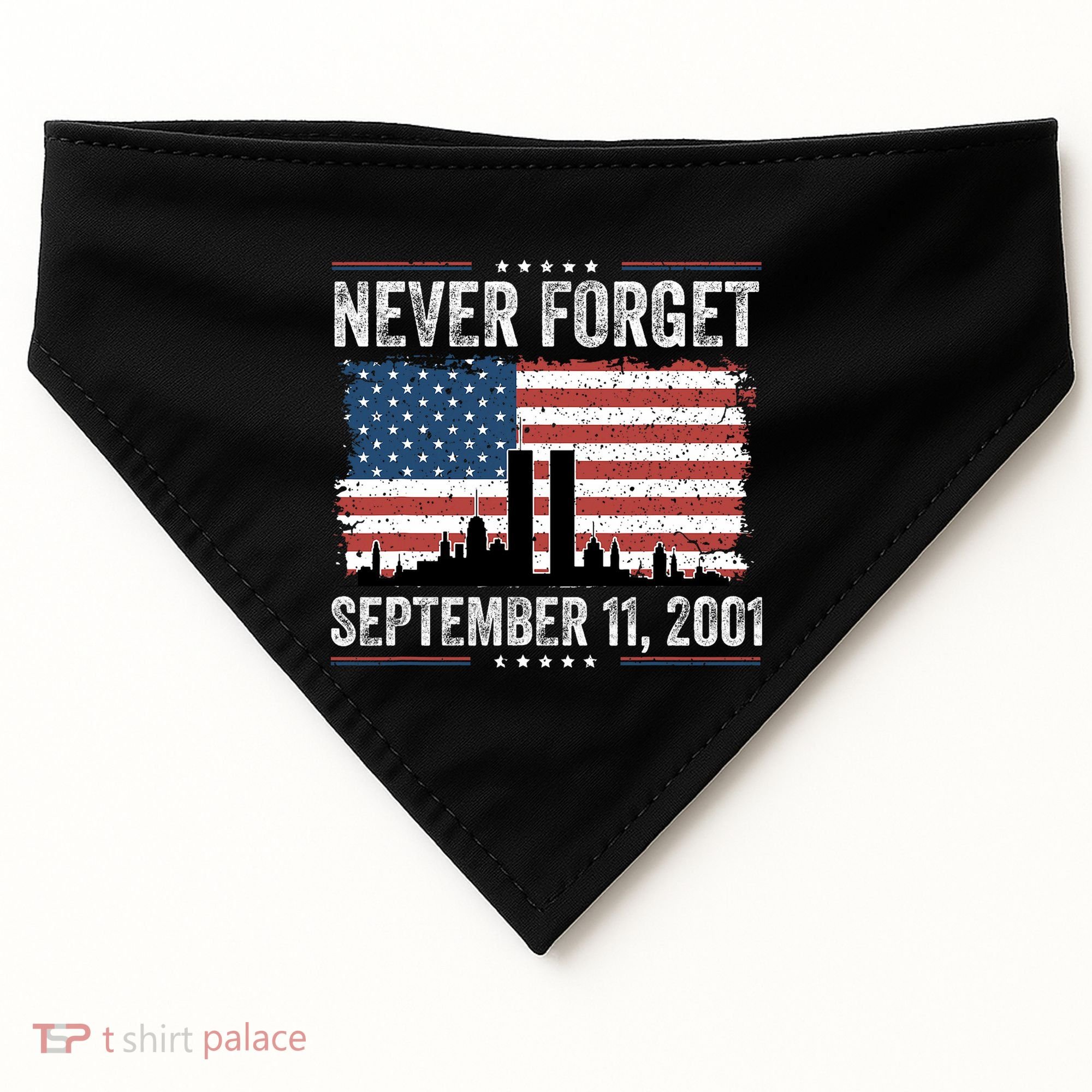 Never Forget September 11 2001 Memorial Day American Flag USA-Made Doggie Bandana