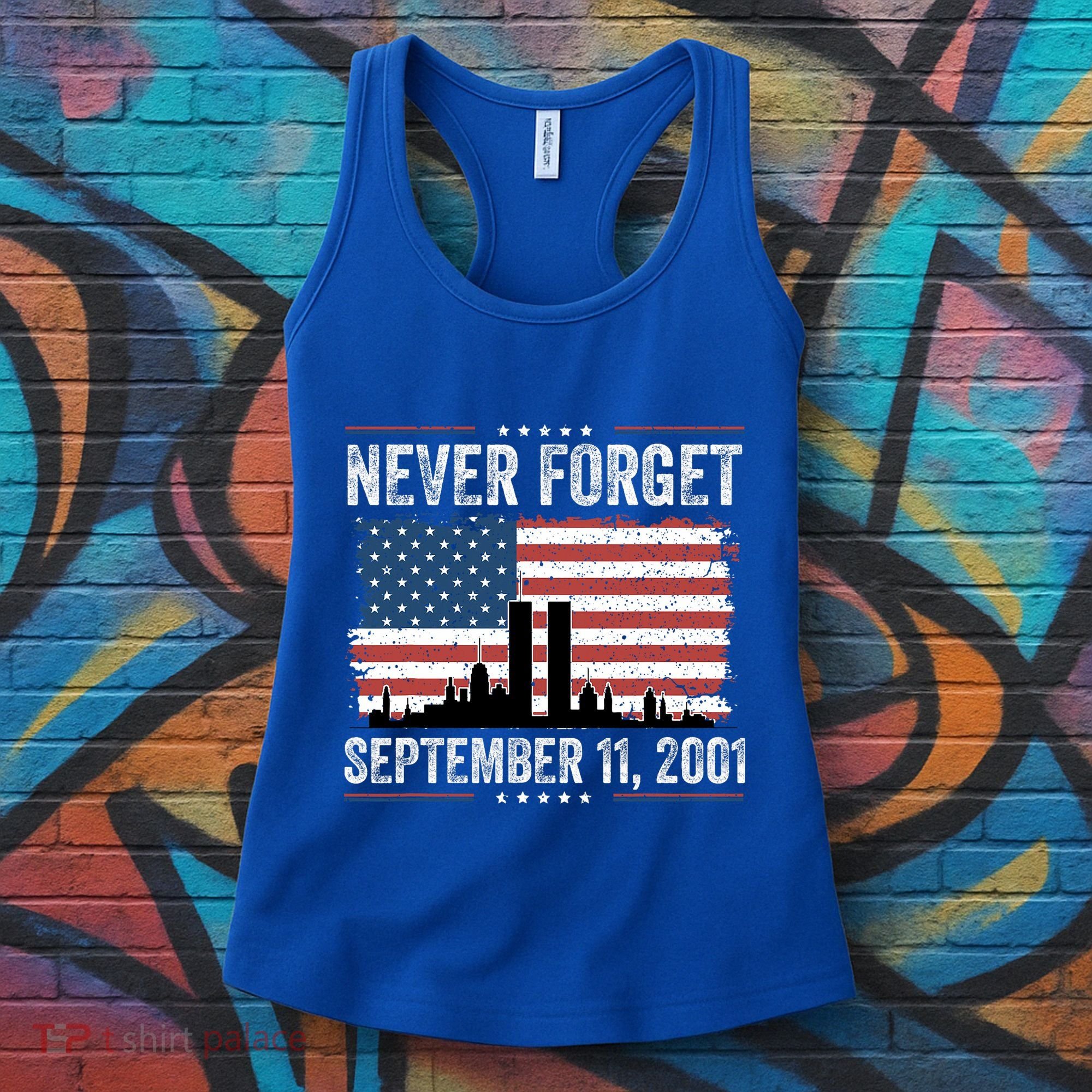 Never Forget September 11 2001 Memorial Day American Flag Women's Tank Top