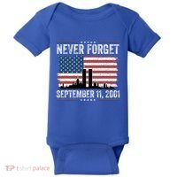 Never Forget September 11 2001 Memorial Day American Flag Baby Bodysuit thumb 0