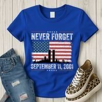 Never Forget September 11 2001 Memorial Day American Flag Women's T-Shirt thumb 3