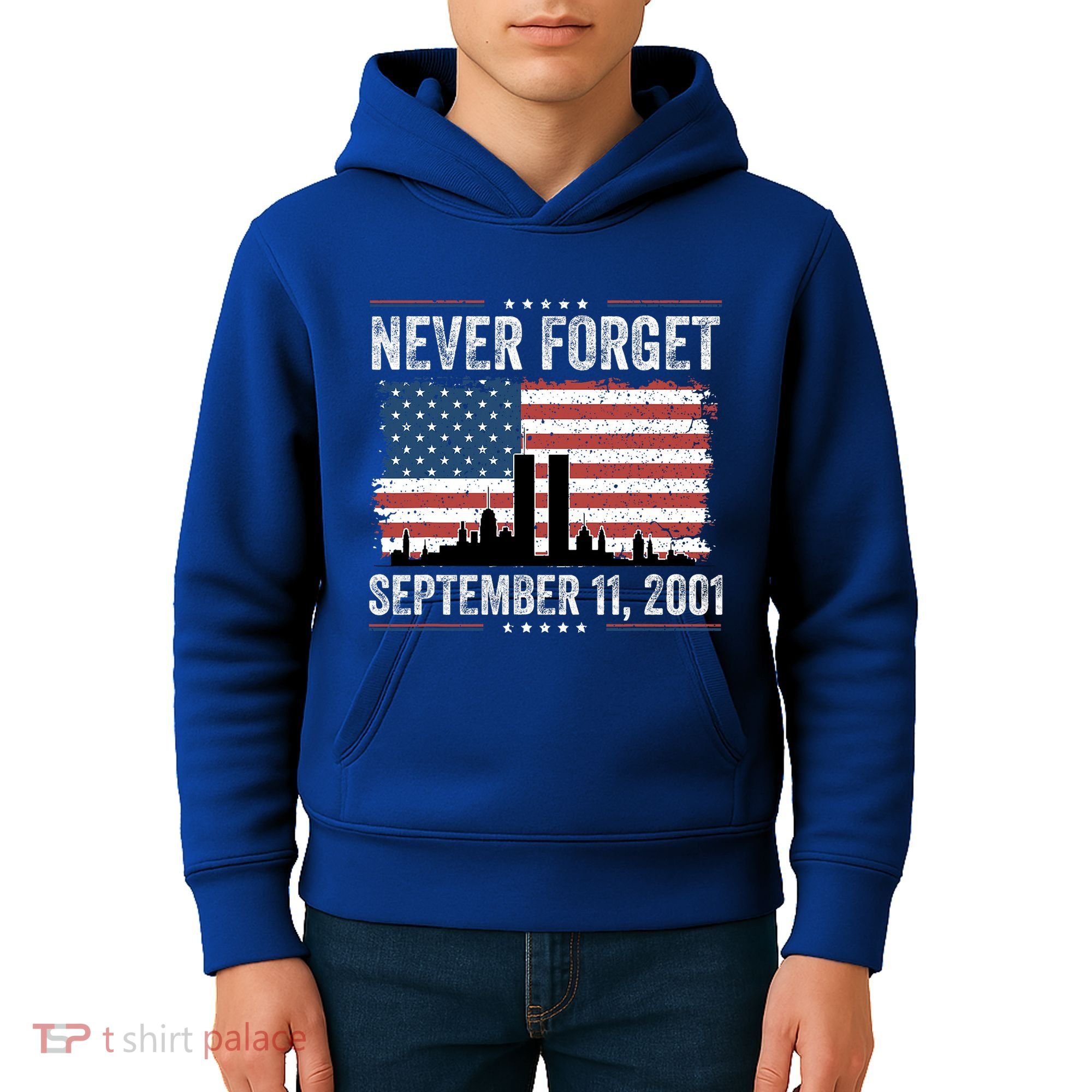 Never Forget September 11 2001 Memorial Day American Flag Kids Hoodie