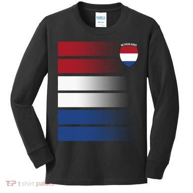 Nederland Flag Sport Logo Kids Long Sleeve Shirt