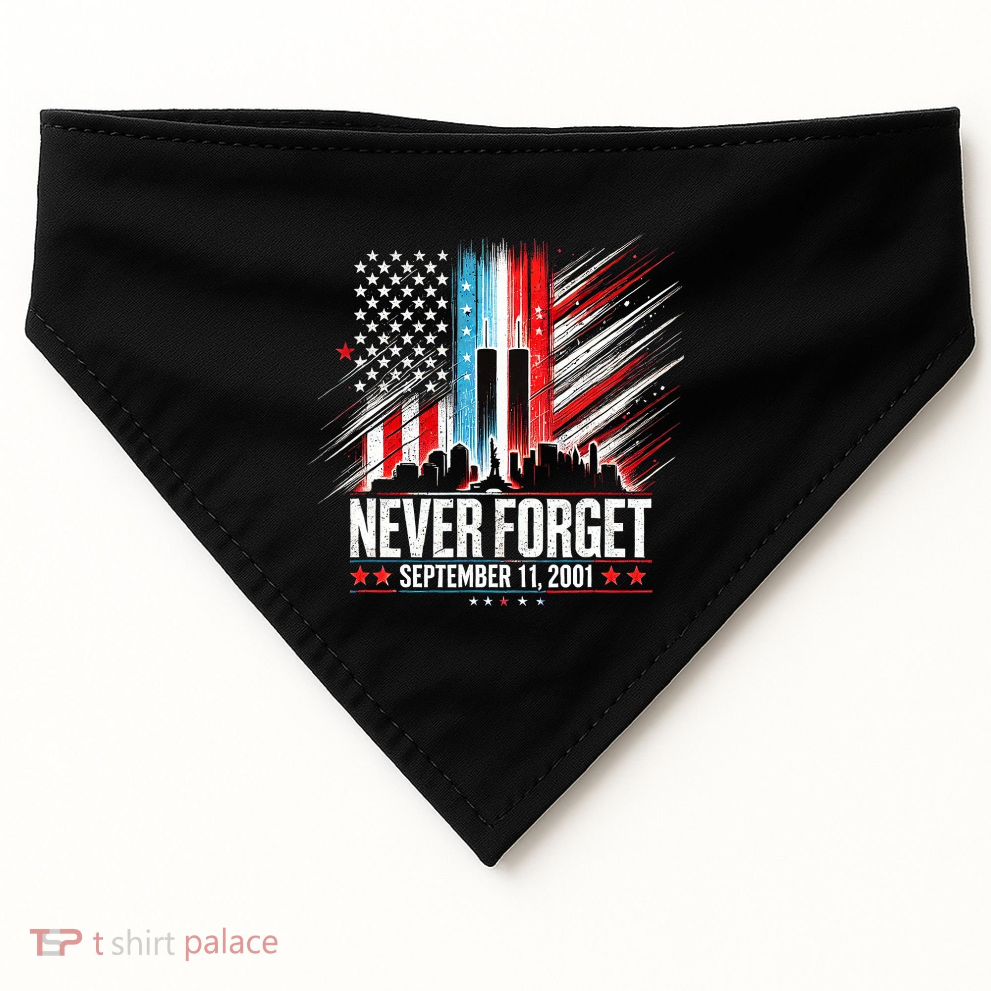 Never Forget September 11 2001 Memorial Day American Flag USA-Made Doggie Bandana