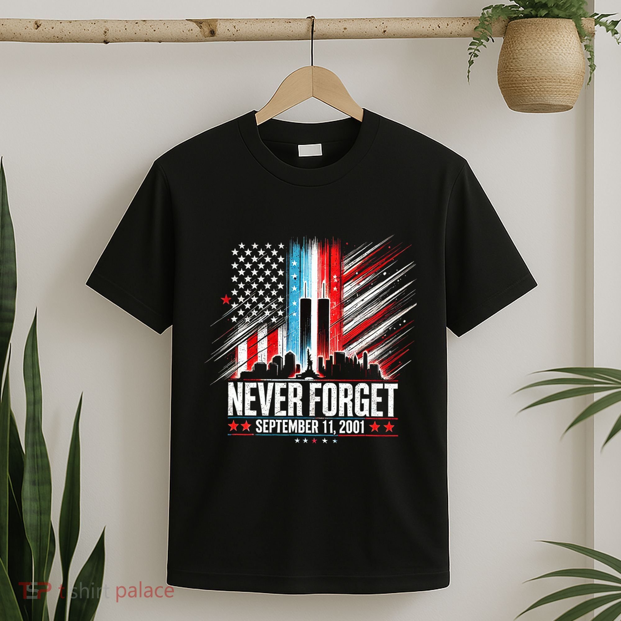 Never Forget September 11 2001 Memorial Day American Flag T-Shirt