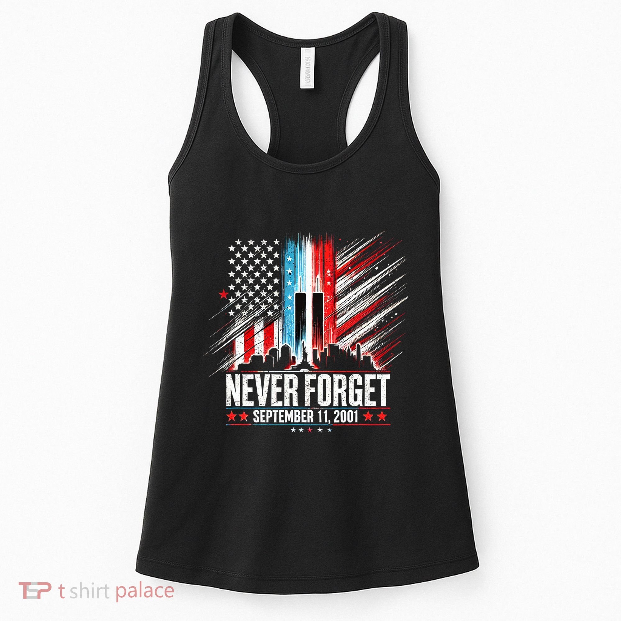 Never Forget September 11 2001 Memorial Day American Flag Women's Tank Top