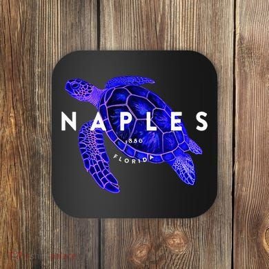 Naples Florida Sea Turtle Scuba Dive Retro Vacation Beach Coaster
