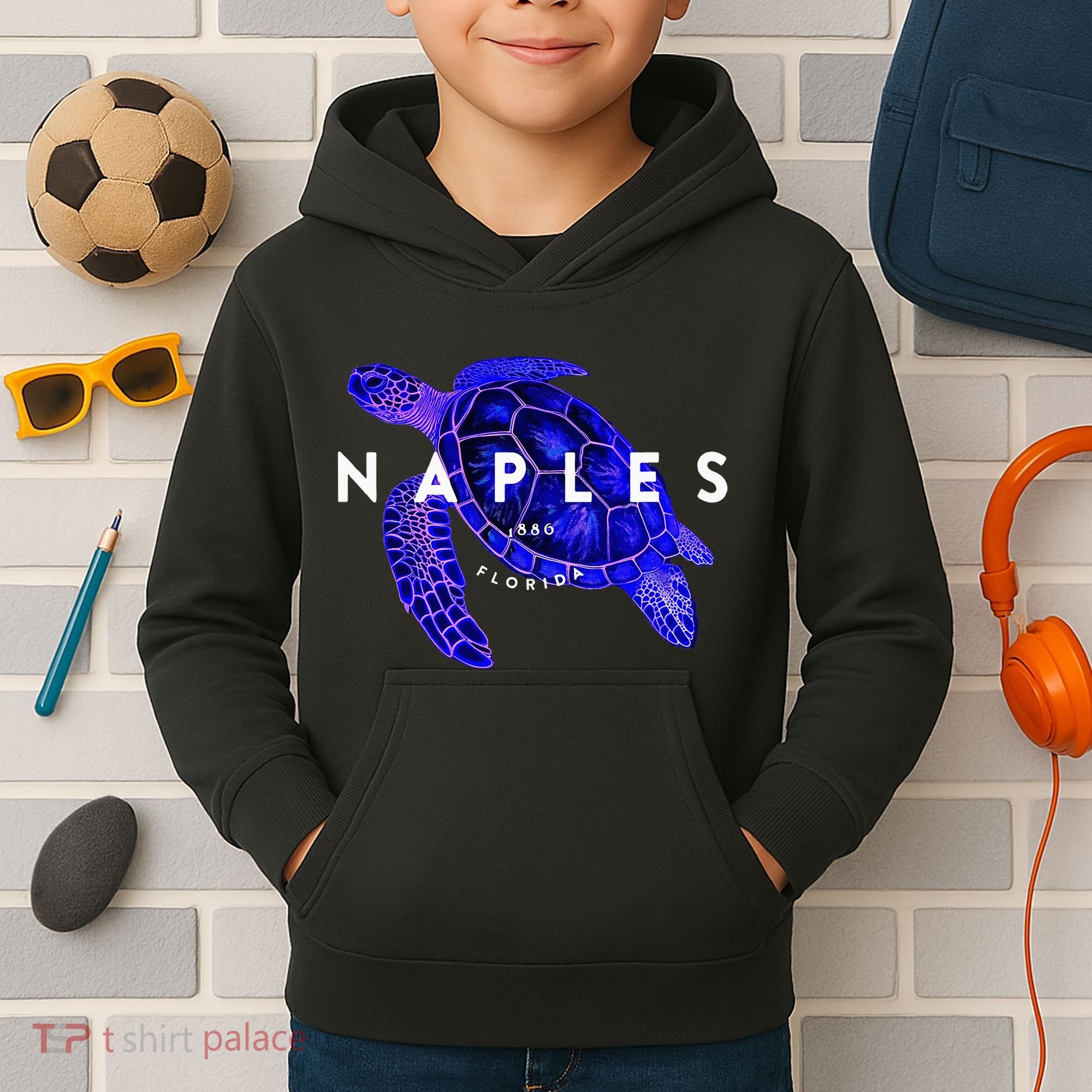 Naples Florida Sea Turtle Scuba Dive Retro Vacation Beach Kids Hoodie