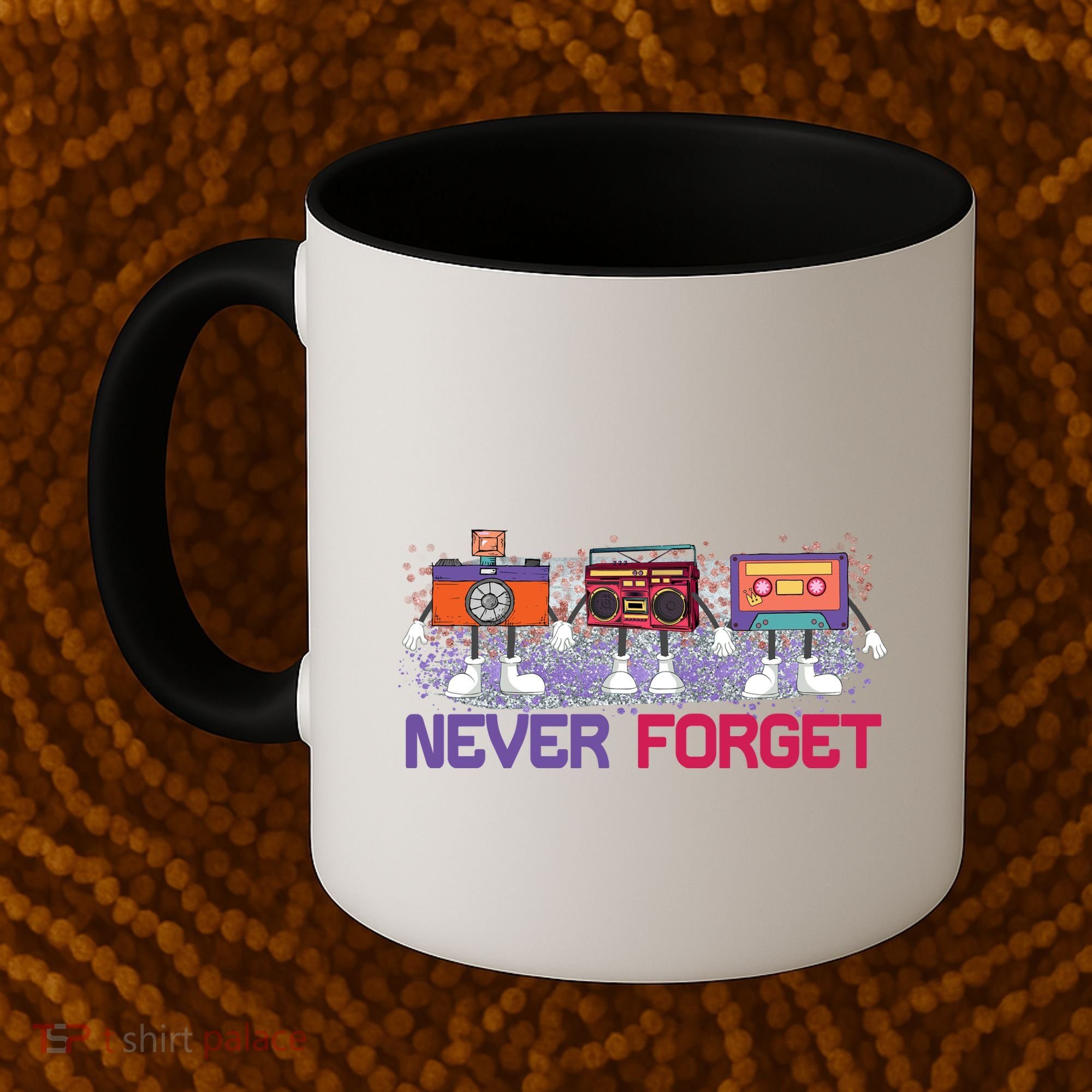 Never Forget Tape Cassette Floppy Disk Coffee Mug