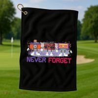 Never Forget Tape Cassette Floppy Disk Golf Towel thumb 1