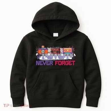 Never Forget Tape Cassette Floppy Disk Kids Hoodie