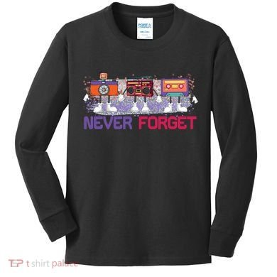 Never Forget Tape Cassette Floppy Disk Kids Long Sleeve Shirt