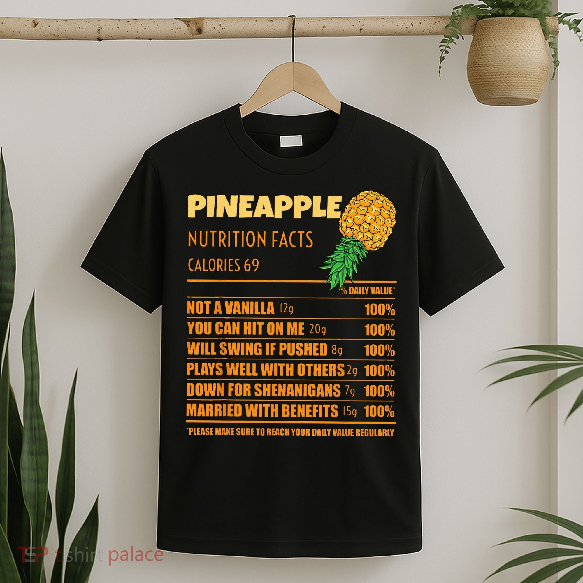 Nutrition Facts Upside Down Pineapple Swinger Men Women T-Shirt