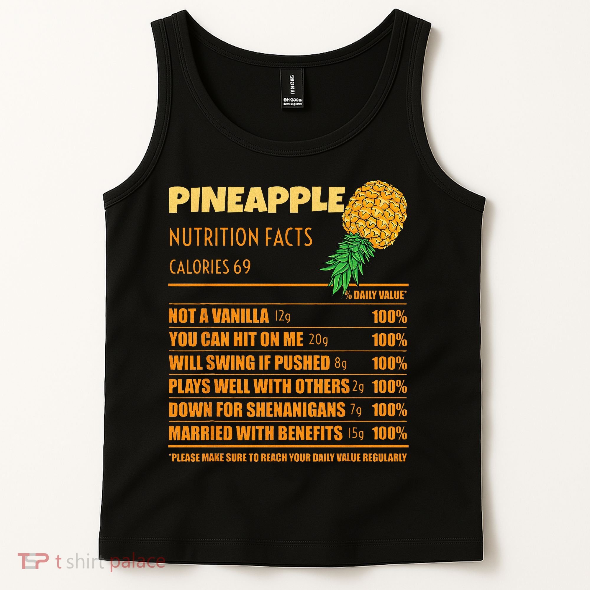 Nutrition Facts Upside Down Pineapple Swinger Men Women Tank Top