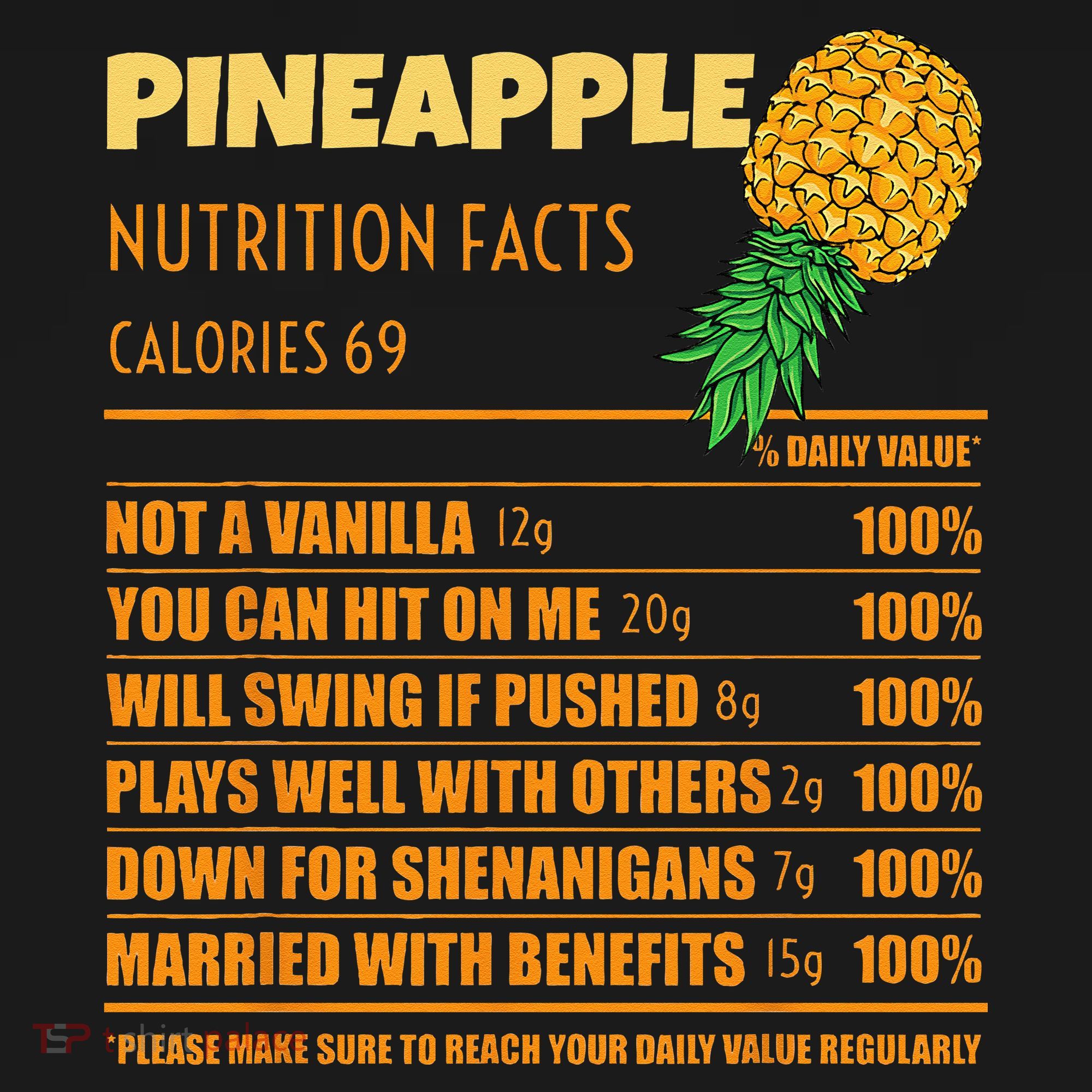 Nutrition Facts Upside Down Pineapple Swinger Men Women Visor