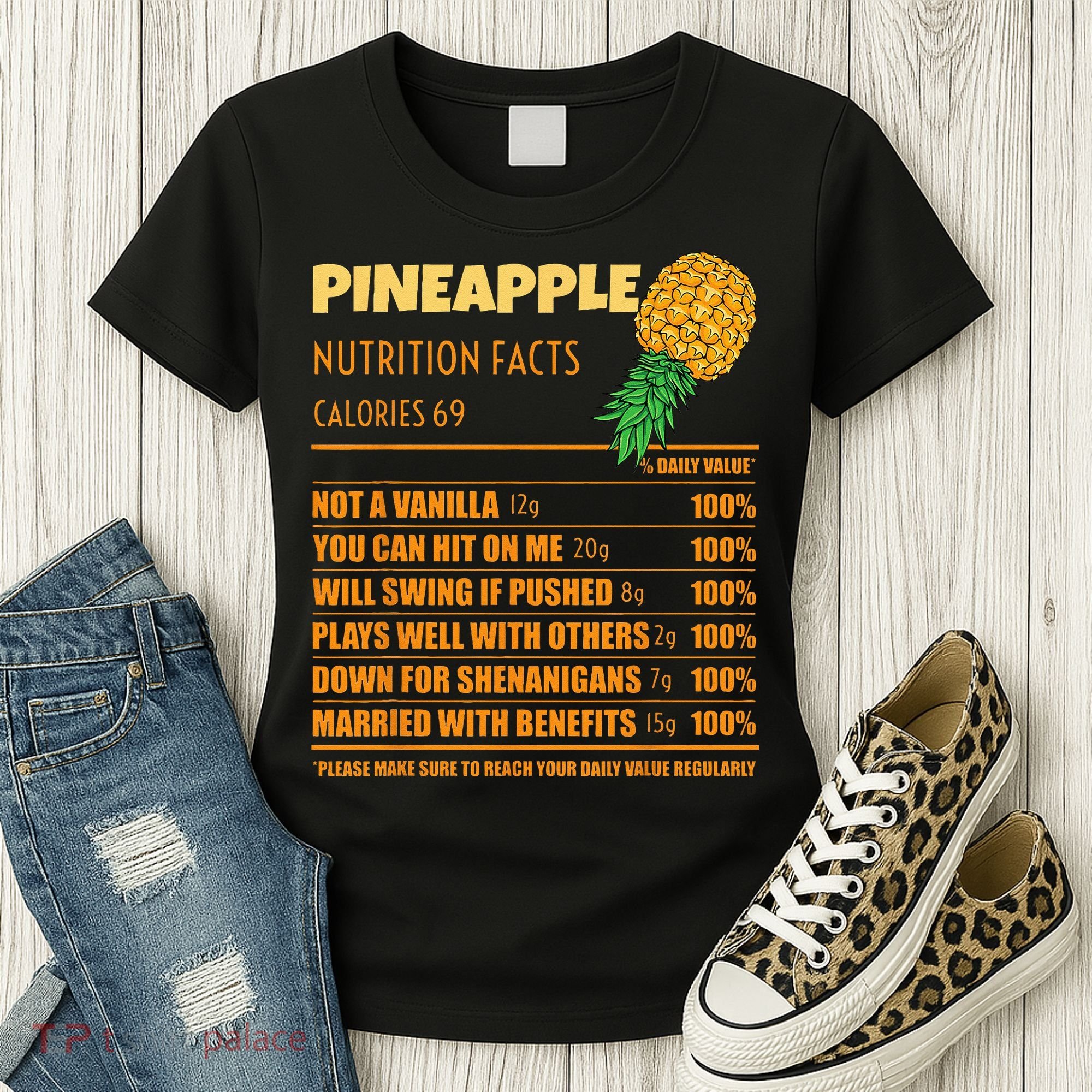 Nutrition Facts Upside Down Pineapple Swinger Men Women Women's T-Shirt