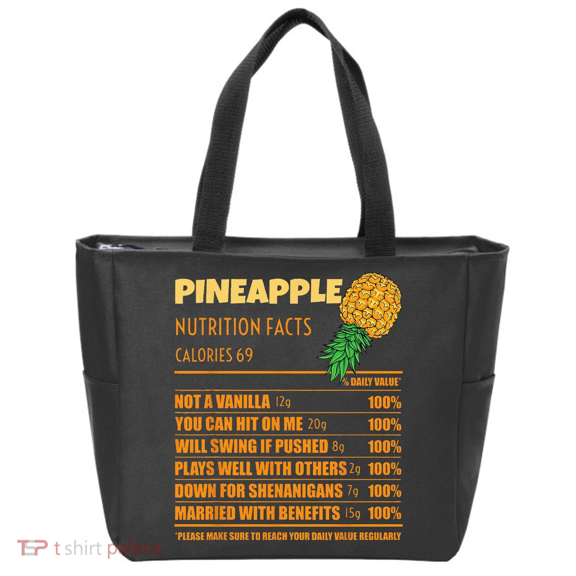 Nutrition Facts Upside Down Pineapple Swinger Men Women Tote Bag