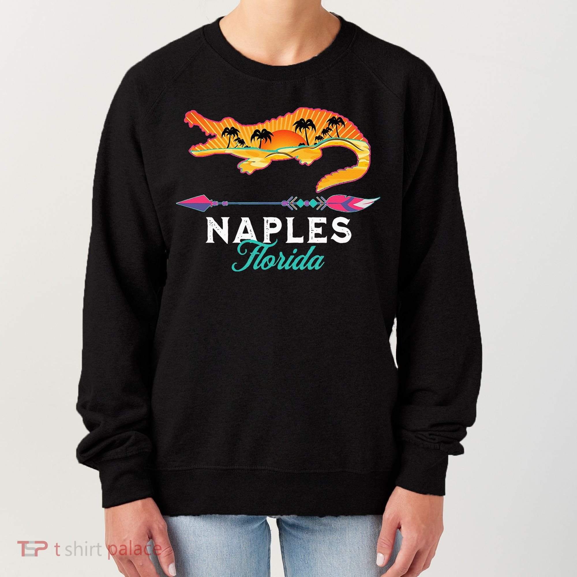 Naples Florida USA Alligator Sunset Palm Trees Souvenir Women's Sweatshirt