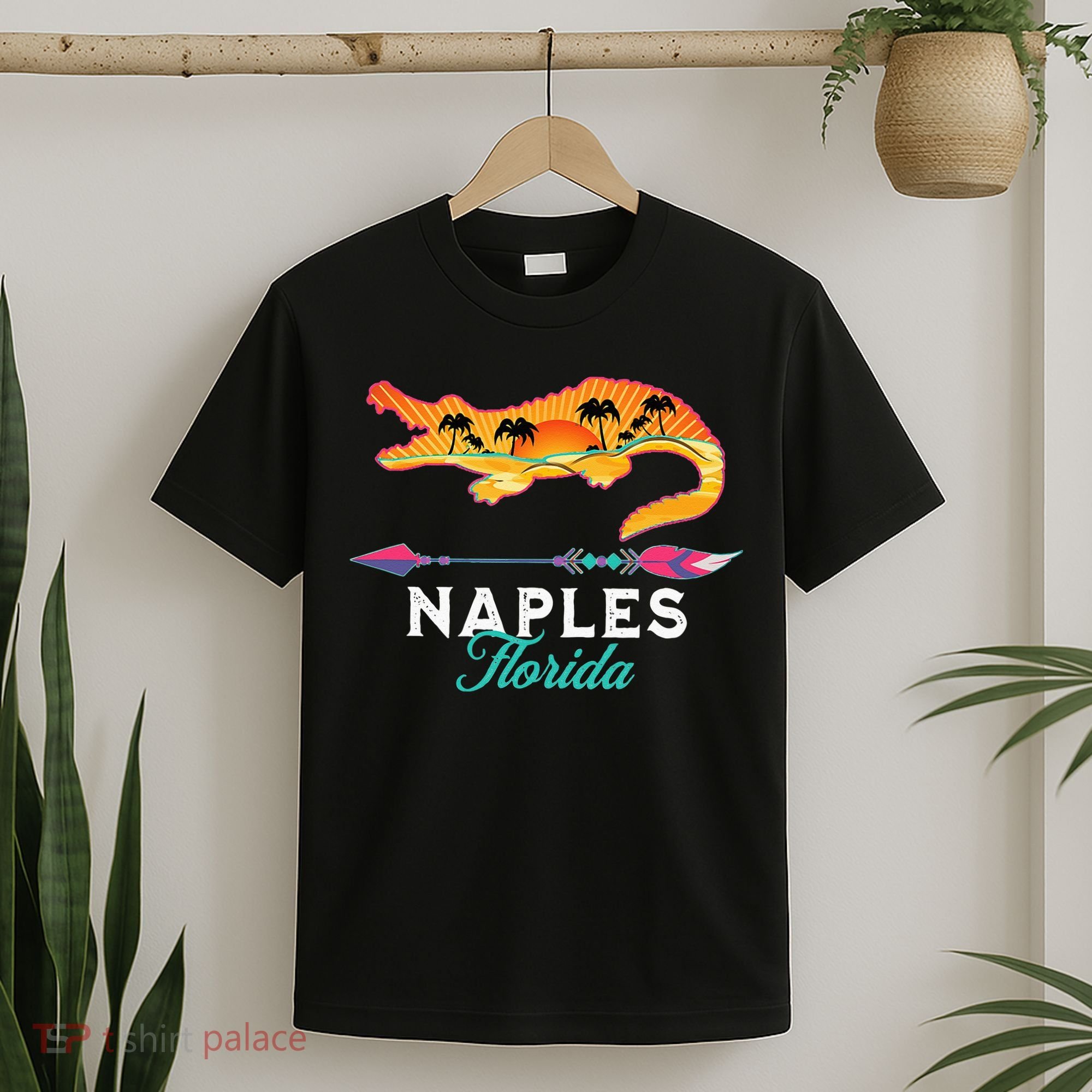 Naples Florida USA Alligator Sunset Palm Trees Souvenir T-Shirt