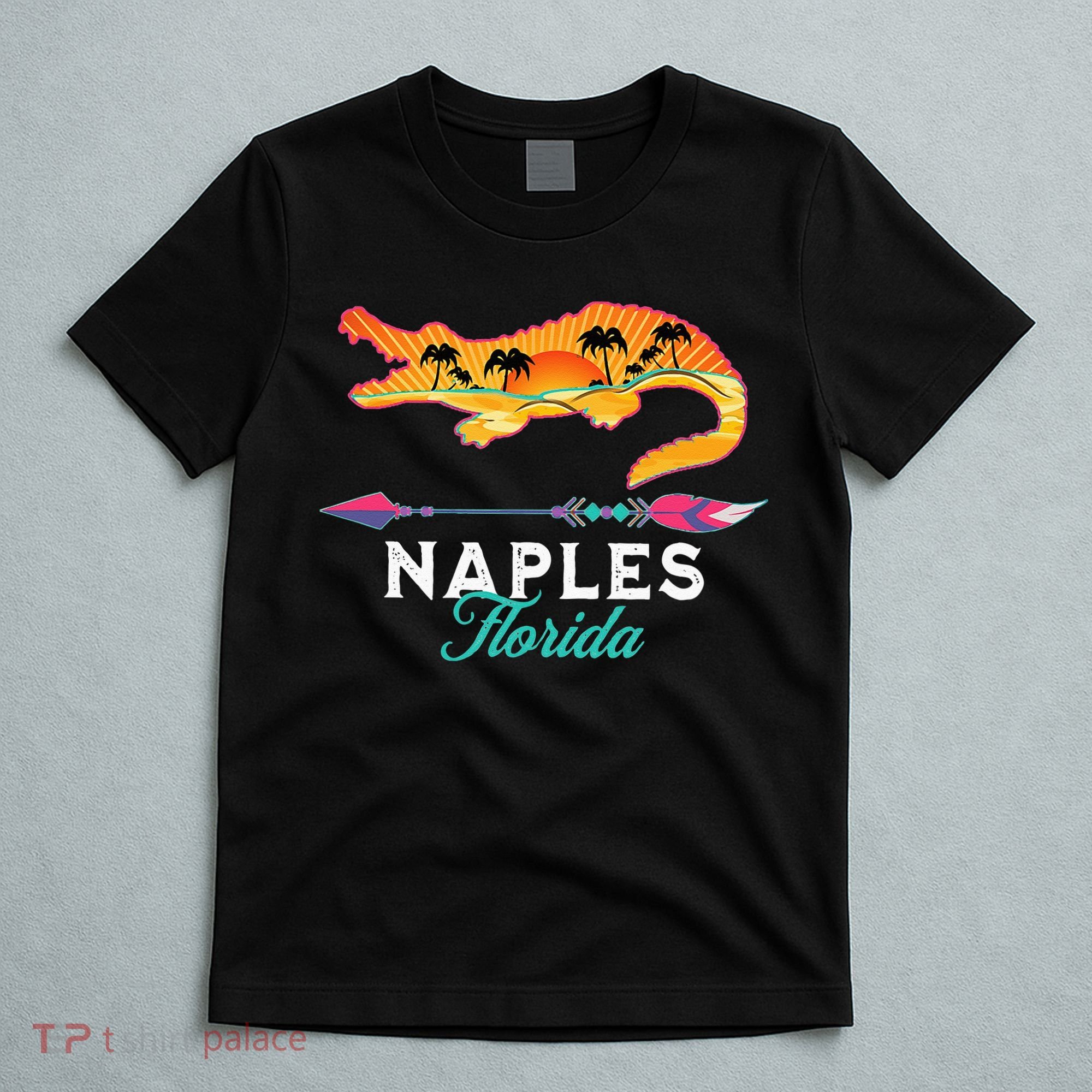 Naples Florida USA Alligator Sunset Palm Trees Souvenir T-Shirt