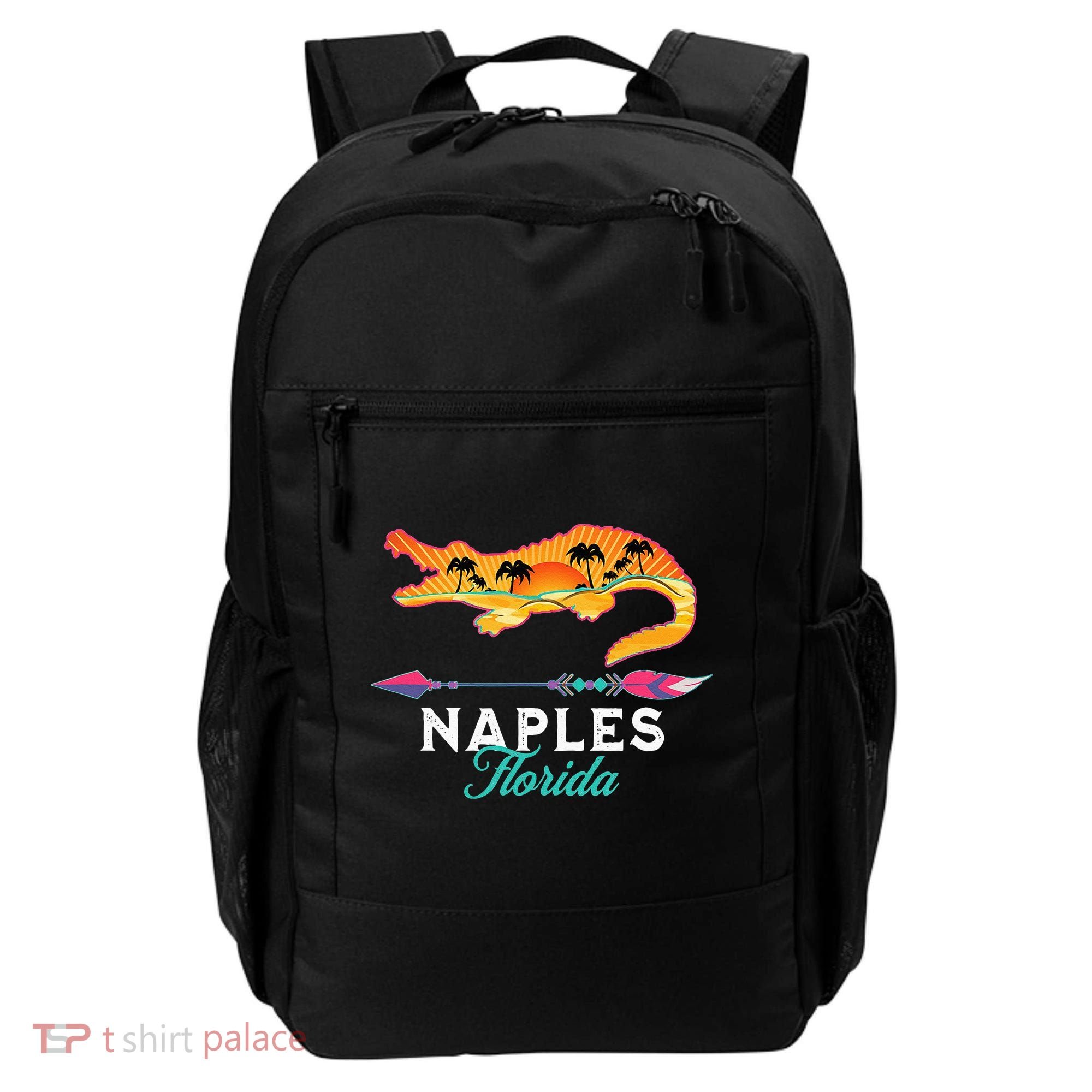 Naples Florida USA Alligator Sunset Palm Trees Souvenir Backpack