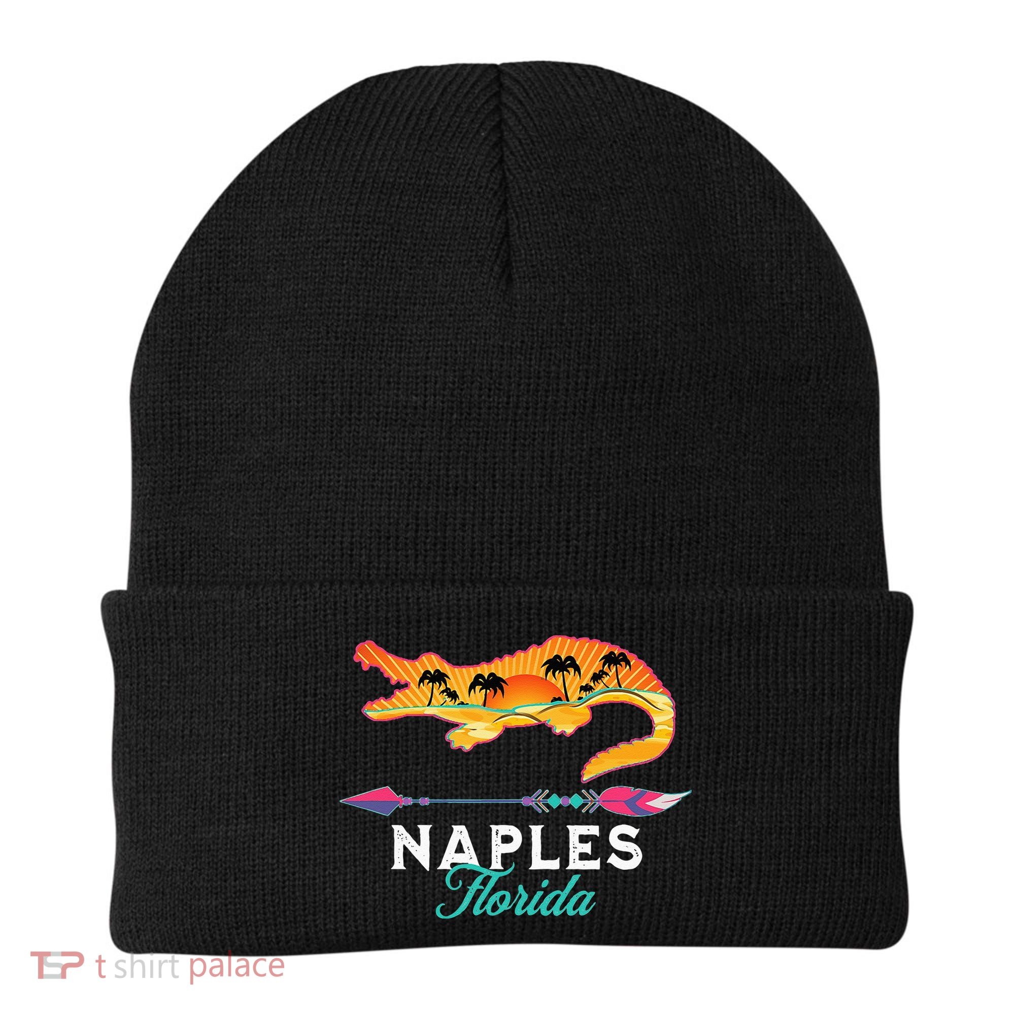 Naples Florida USA Alligator Sunset Palm Trees Souvenir Beanie