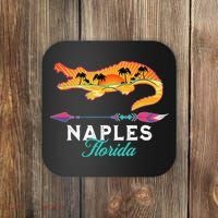 Naples Florida USA Alligator Sunset Palm Trees Souvenir Coaster thumb 0