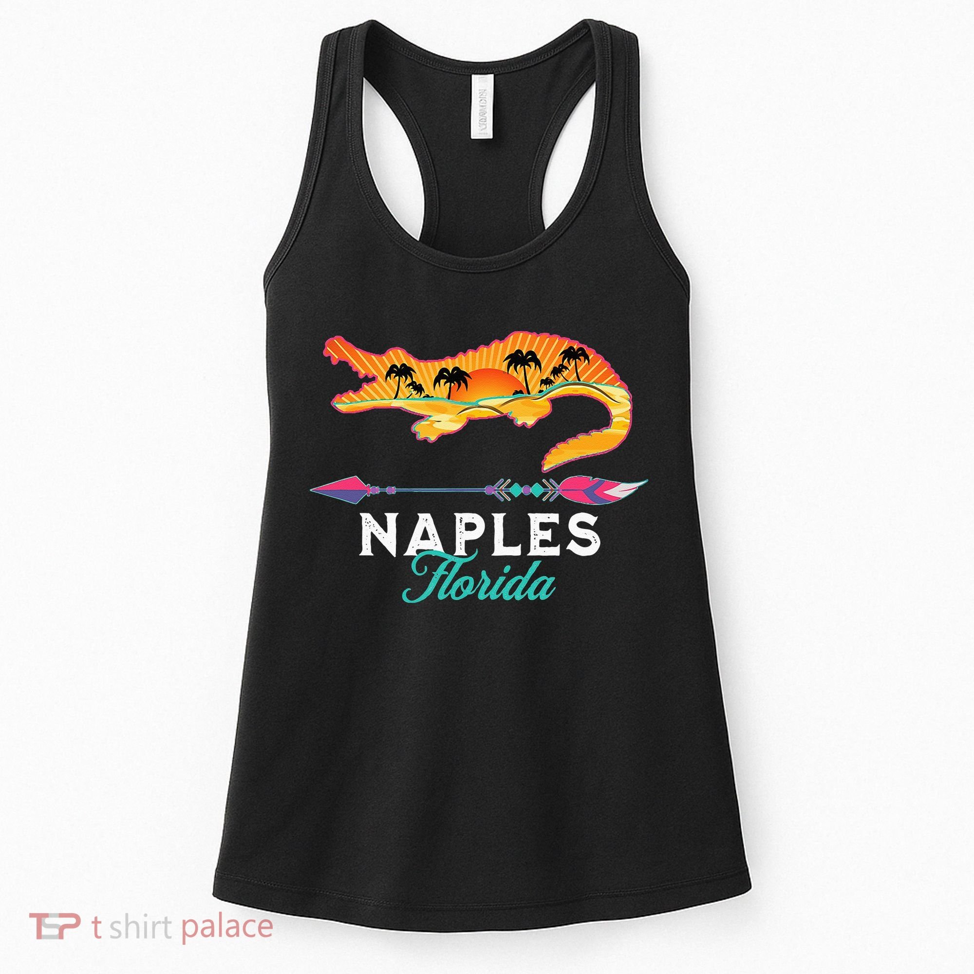 Naples Florida USA Alligator Sunset Palm Trees Souvenir Women's Tank Top