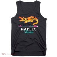 Naples Florida USA Alligator Sunset Palm Trees Souvenir Tank Top thumb 0