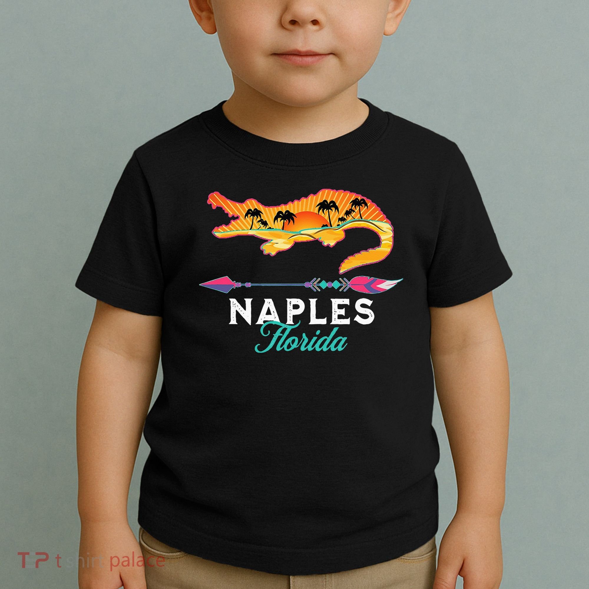 Naples Florida USA Alligator Sunset Palm Trees Souvenir Toddler T-Shirt
