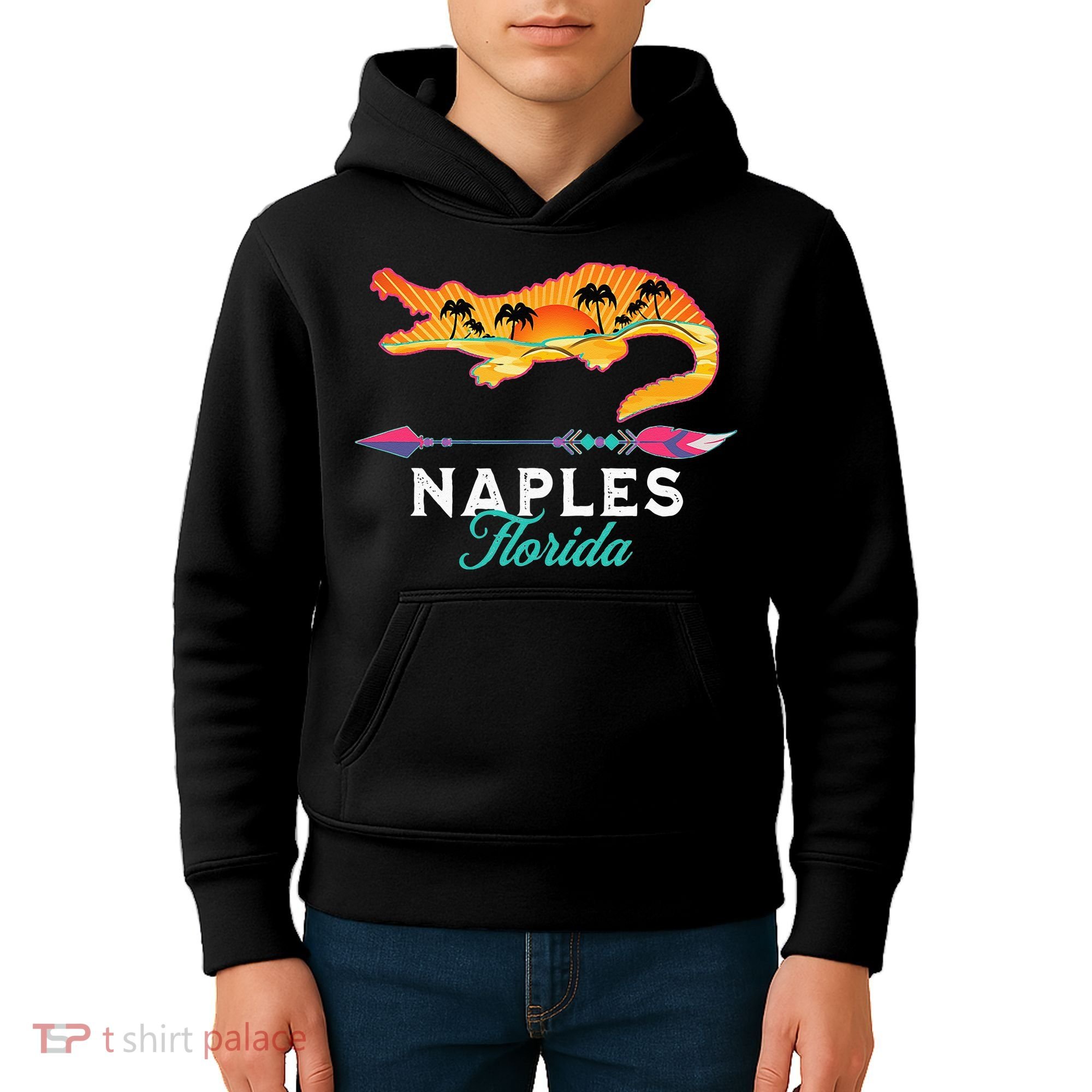 Naples Florida USA Alligator Sunset Palm Trees Souvenir Kids Hoodie