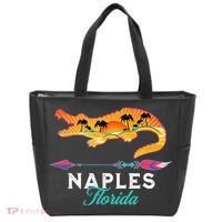Naples Florida USA Alligator Sunset Palm Trees Souvenir Tote Bag thumb 0