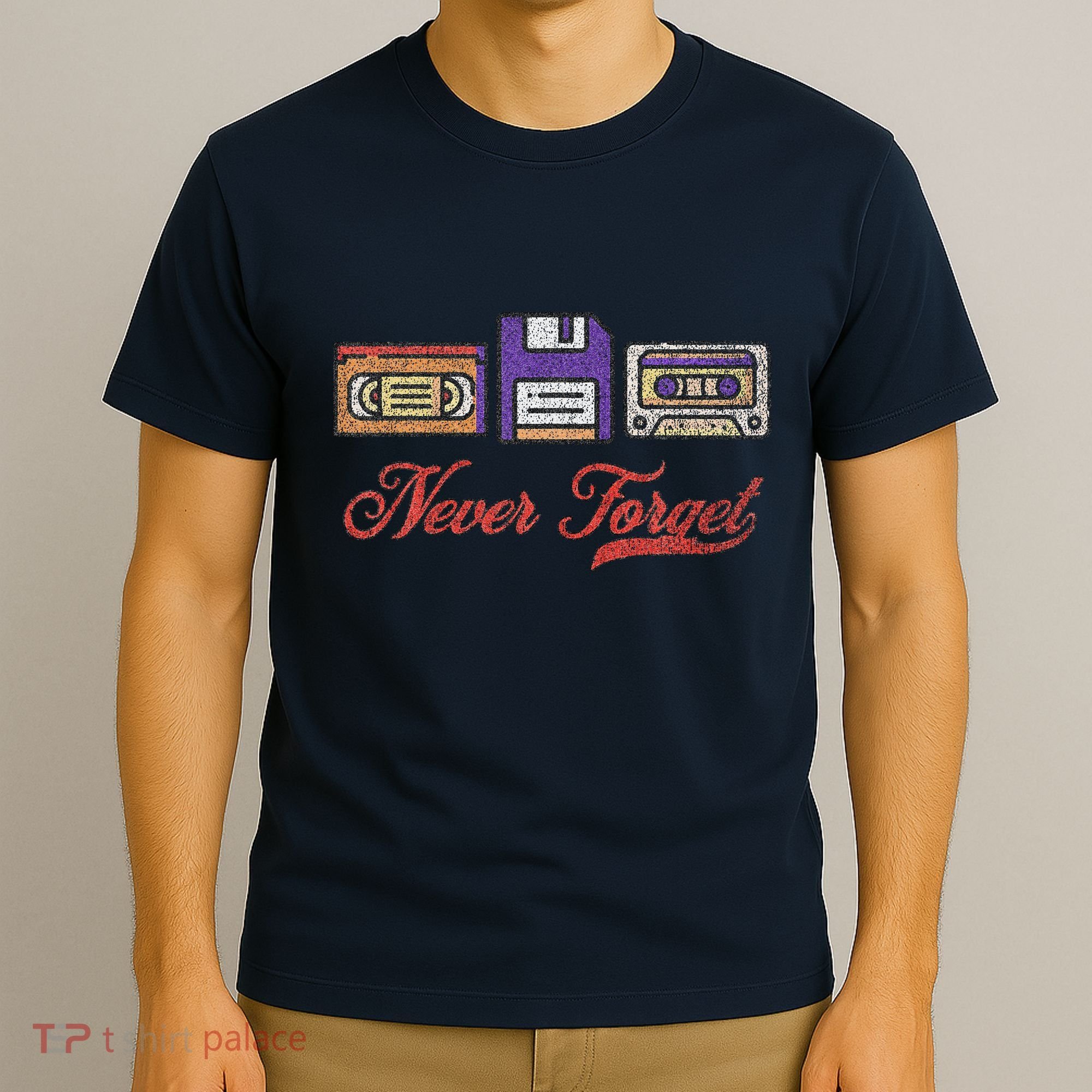 Never Forget Vintage Floppy Disk Vhs Tape 80s Cassette Retro T-Shirt