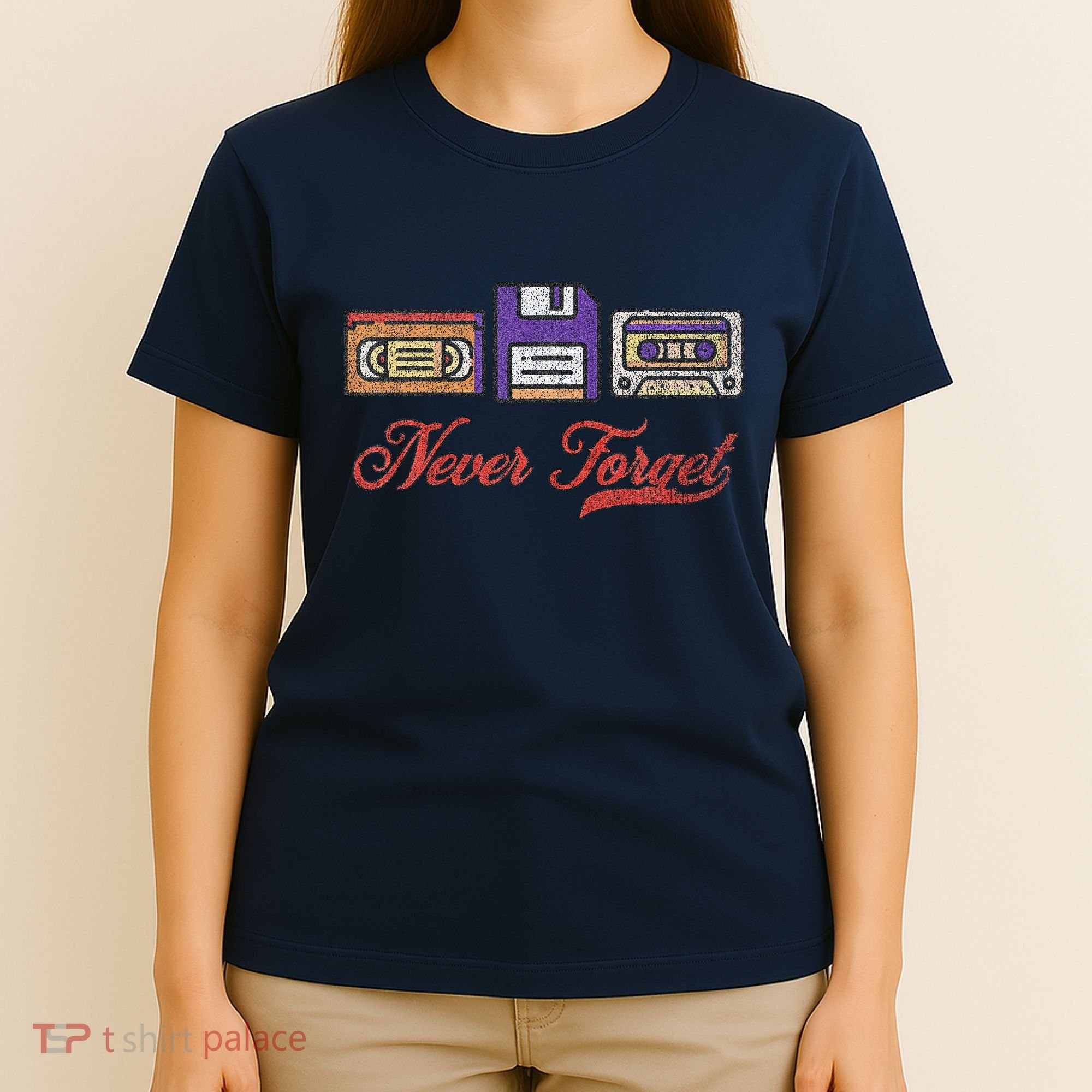Never Forget Vintage Floppy Disk Vhs Tape 80s Cassette Retro T-Shirt