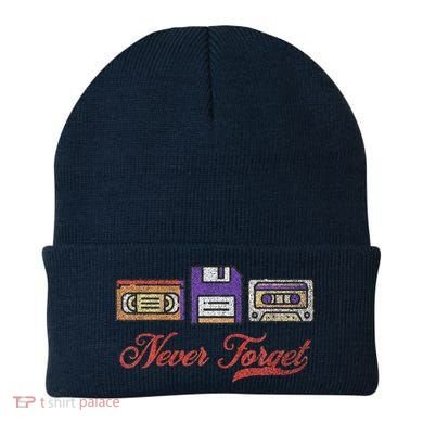 Never Forget Vintage Floppy Disk Vhs Tape 80s Cassette Retro Beanie