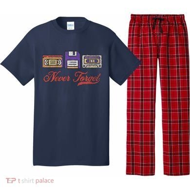 Never Forget Vintage Floppy Disk Vhs Tape 80s Cassette Retro Pajama Set
