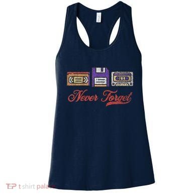 Never Forget Vintage Floppy Disk Vhs Tape 80s Cassette Retro Women's Tank Top