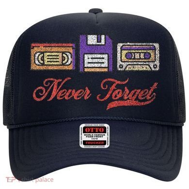Never Forget Vintage Floppy Disk Vhs Tape 80s Cassette Retro Hat