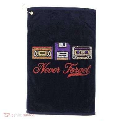 Never Forget Vintage Floppy Disk Vhs Tape 80s Cassette Retro Golf Towel