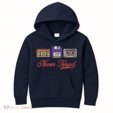 Never Forget Vintage Floppy Disk Vhs Tape 80s Cassette Retro Kids Hoodie