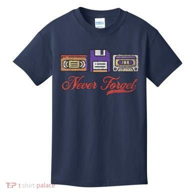Never Forget Vintage Floppy Disk Vhs Tape 80s Cassette Retro Kids T-Shirt