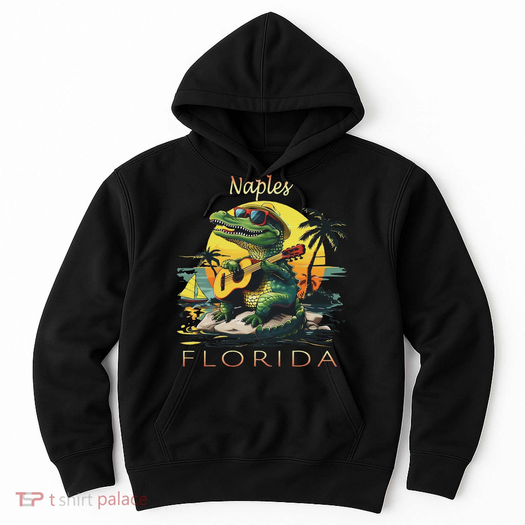 Naples Florida Vacation Cute Alligator Sunset Souvenir Hoodie