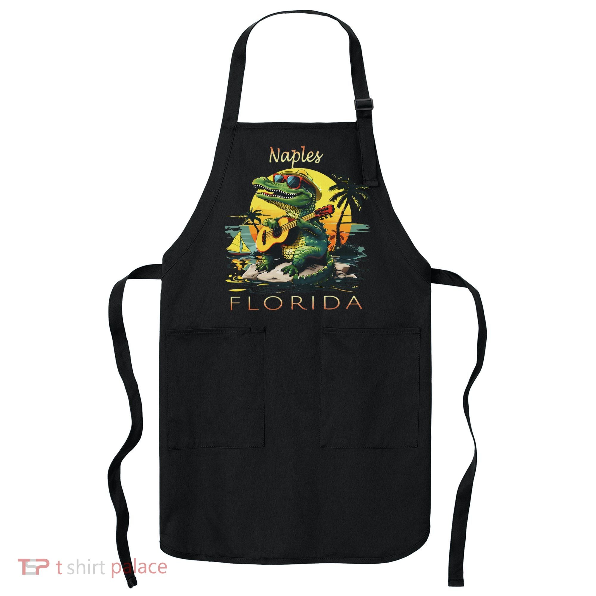 Naples Florida Vacation Cute Alligator Sunset Souvenir Apron